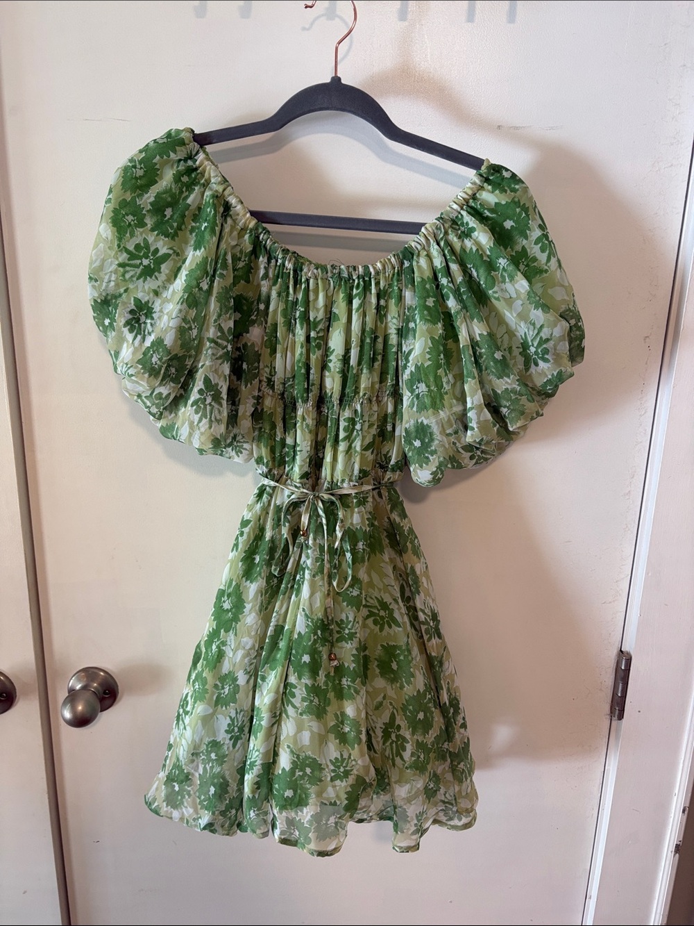 Green floral flounce dress